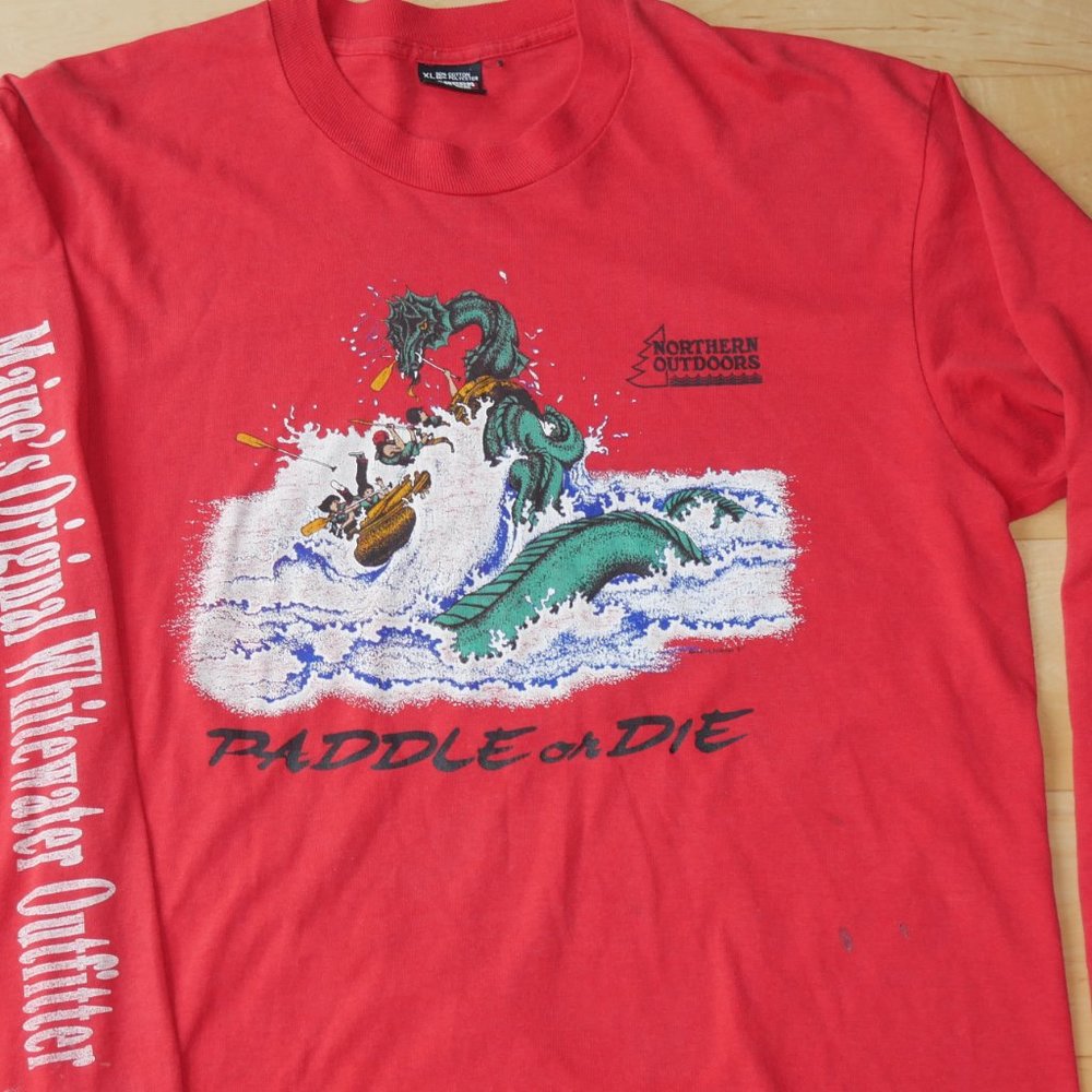VTG Paddle or Die Whitewater Rafting Long Sleeve - Picture 2 of 8